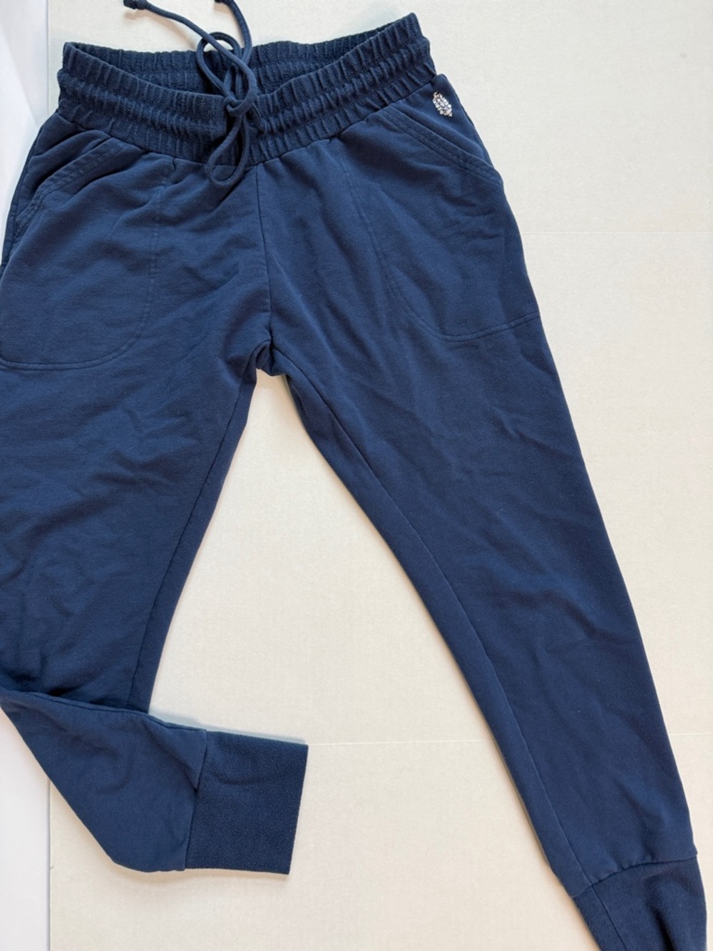 Free People Womens Joggers Sweat Pant High Waisted Navy Blue size Medium - Picture 3 of 14
